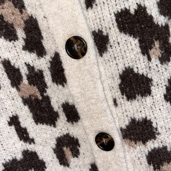 J. Crew Leopard Print Cardigan - Black and Cream - Picture 2 of 6